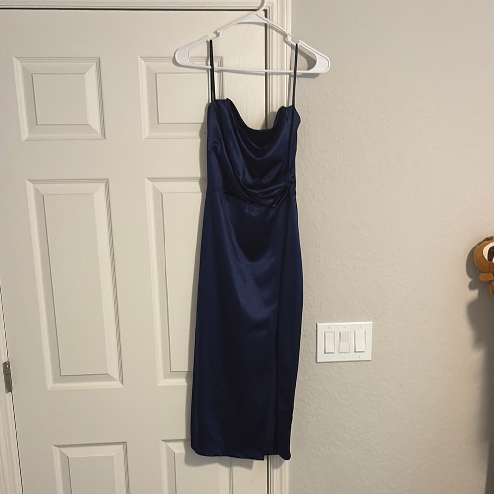 Windsor Blue Slip Dress Spaghetti Strap Cowl Neck Cocktail